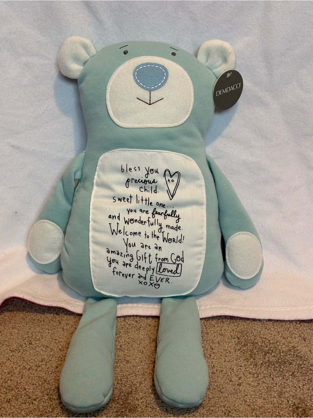 DEMDACO Poetic Threads Bear New Baby with Tag!